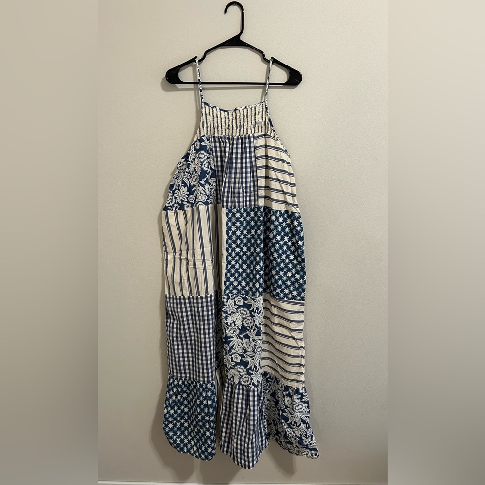 Universal Thread Blue and White Patchwork Skirt